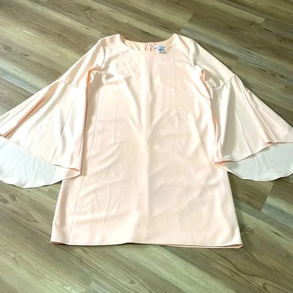 Bar III Women Bell Sleeved Shift Dress Ballet Pink Size L Lined Cocktail Flowy - Picture 4 of 13